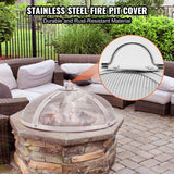 Fire Pit Spark Screen Round 40", Reinforced Heavy Duty Steel Metal Cover, Outdoor Firepit Lid, Easy-Opening Top Screen Covers Round with Ring Handle for Outdoor Patio Fire Pits Backyard