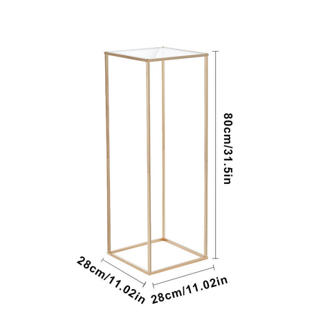 10PCS 31.5inch/80cm High Wedding Flower Stand, With Acrylic Laminate,Metal Vase Column Geometric Centerpiece Stands, Gold Rectangular Floral Display Rack for Events Reception, Party Decoration