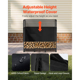 Firewood Rack with Waterproof Cover, 1.22m Outdoor Firewood Holder, 1/4 Cord Storage Metal Log Holder, 400lb Max Weight Capacity, Top Covered, Powder-Coated Wood Storage Rack for Fireplace Deck