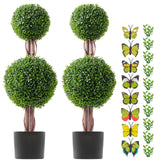 2 Pack 91.4cm Artificial Boxwood Topiary Tree Faux Plant UV Decor In/Outdoor
