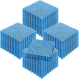 Modular Interlocking Cushion, 55 Pack 30 x 30 cm Splicing Drainage Mats, Soft PVC Interlocking Drainage Floor Tiles, Non-Slip Drainage Holes for Restroom, Bathroom, Kitchen, Pool, Wet Area, Blue