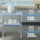Stainless Steel Work Prep Table Commercial Food Prep Table 30x30x36in