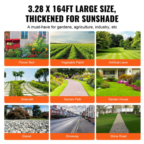 Weed Barrier Landscape Fabric, 3.28*164FT Heavy Duty Garden Weed Fabric, Woven PP Weed Control Fabric, Driveway Fabric, Geotextile Fabric for Landscaping, Ground Cover, Weed Blocker Weed Mat