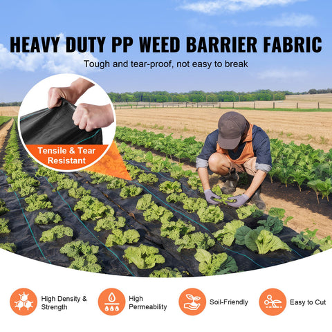 4FTx300FT Premium Heavy Duty Weed Barrier Landscape Fabric, 3.2OZ Woven Geotextile Fabric Under Gravel, High Permeability for Weed Blocker Weed Mat, Driveway Fabric, Weed Control Garden Cloth