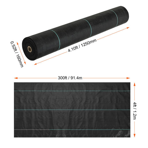 4FTx300FT Premium Heavy Duty Weed Barrier Landscape Fabric, 3.2OZ Woven Geotextile Fabric Under Gravel, High Permeability for Weed Blocker Weed Mat, Driveway Fabric, Weed Control Garden Cloth