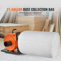 VEVOR Dust Collector, 1HP 460 CFM Air Flow, Rolling Dust Collector with 80L Large Dust Collection Bag, 2.5 Micron Bag Filtration, Industrial Workshop Mobile Wood Dust Container with Handle and Wheels