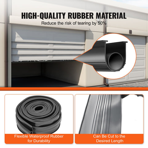 Garage Door Seals Bottom Rubber, U Shape +O Ring Combination Garage Door Bottom Weather Seal, 10ft Weatherproofing Garage Door Seal, 5/16 inch T-ends and 3 3/4 inch Width, for Doors, Black