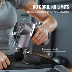 VEVOR Massage Gun Deep Tissue, Percussion Muscle Massager for Athletes - with 5 Speed Levels & 6 Massage Heads, 7.4V 2500mAh Batteries, Handheld Electric Massage Gun for Pain Relief, Muscle Relaxation