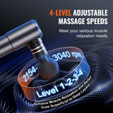 Massage Gun Deep Tissue, Percussion Muscle Massager for Athletes - with 4 Speed Levels & 4 Massage Heads, 12V 2500mAh Batteries, Handheld Electric Massage Gun for Pain Relief, Muscle Relaxation