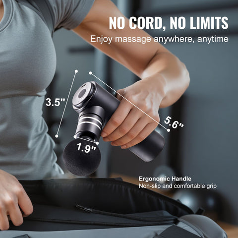 Massage Gun Deep Tissue, Percussion Muscle Massager for Athletes - with 4 Speed Levels & 4 Massage Heads, 12V 2500mAh Batteries, Handheld Electric Massage Gun for Pain Relief, Muscle Relaxation