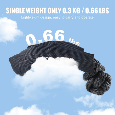 Synthetic Soft Shackle Rope, 2 Pack 12.7 x 558.8 mm 20 Ton Breaking Strength, Recovery Tow Shackles with Extra 2 Sleeves and Storage Bag for UTV, ATV, Trucks, Jeep, Off-Road Vehicles, Black