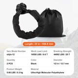 Synthetic Soft Shackle Rope, 2 Pack 12.7 x 558.8 mm 20 Ton Breaking Strength, Recovery Tow Shackles with Extra 2 Sleeves and Storage Bag for UTV, ATV, Trucks, Jeep, Off-Road Vehicles, Black