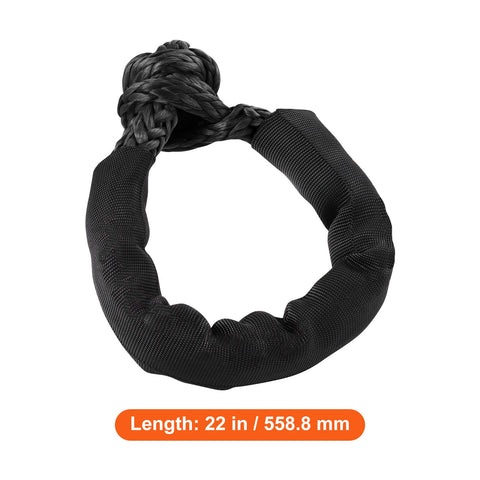 Synthetic Soft Shackle Rope, 2 Pack 12.7 x 558.8 mm 20 Ton Breaking Strength, Recovery Tow Shackles with Extra 2 Sleeves and Storage Bag for UTV, ATV, Trucks, Jeep, Off-Road Vehicles, Black