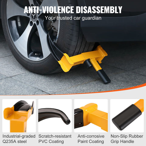 Wheel Lock, 2 Packs Universal Wheel Clamp Lock, Adjustable Anti Theft Trailer Lock Wheel Clamp, Heavy-duty Steel Tire Lock for ATV RV SUV Car Golf Cart Boats Motorcycles, with 6 Keys