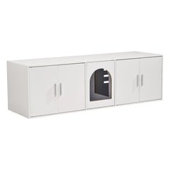 VEVOR Cat Litter Box Enclosure Wooden Litter Box Furniture Hidden 57.9" White