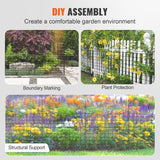 Garden Fence, 75×93 cm Animal Barrier Fence, Underground Decorative Garden Fencing with 6.38 cm Spike Spacing, Metal Dog Fence for the Yard and Outdoor Patio, 5 Pack