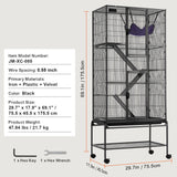 69" Metal Small Animal Cage 4-Tier Rolling Ferret Cage with Tray 3 Ramps