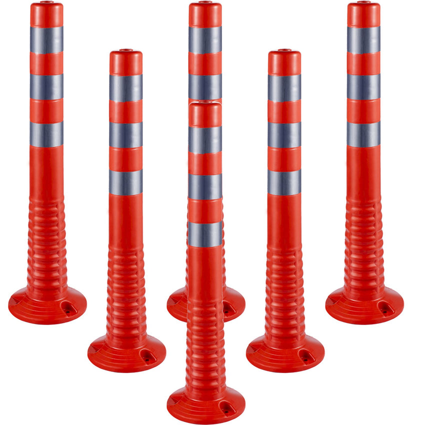 VEVOR Traffic Delineator Posts Flexible Channelizer Cone 30" Spring Post 6PCS