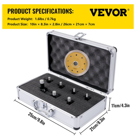 Diamond Drill Bits 7PCS Diamond Hole Saw 6/6/8/8/10/12/14mm Tile Hole Saw Kit Vacuum Brazed Diamond Drill Bit 0.59in/15mm Segment Tile Hole Saw w Storage Case for Tile Ceramic Porcelain Marble