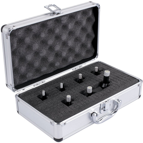 Diamond Drill Bits 7PCS Diamond Hole Saw 6/6/8/8/10/12/14mm Tile Hole Saw Kit Vacuum Brazed Diamond Drill Bit 0.59in/15mm Segment Tile Hole Saw w Storage Case for Tile Ceramic Porcelain Marble
