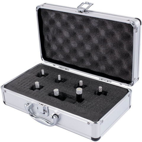 Diamond Drill Bits 7PCS Diamond Hole Saw 6/6/8/8/10/12/14mm Tile Hole Saw Kit Vacuum Brazed Diamond Drill Bit 0.59in/15mm Segment Tile Hole Saw w Storage Case for Tile Ceramic Porcelain Marble