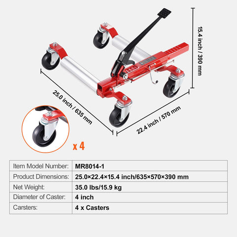 Wheel Dolly, Max Capacity 1500 Lbs Car Dolly, Car Jack Dolly Lifter with 360° Rotatable Wheels, Heavy Duty Vehicle Positioning Ratchet Tire Jack, for Vehicle Car Auto Repair Moving