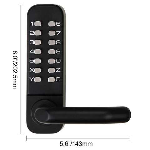 Mechanical Keyless Entry Door Lock, 14 Digit Keypad, Water-proof Zinc Alloy, Double-sided Embedded Outdoor Gate Door Locks Set with Keypad and Handle, Easy to Install, for Garden, Garage, Yard