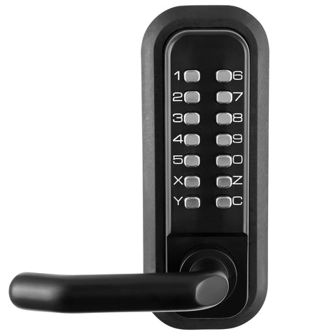 Mechanical Keyless Entry Door Lock, 14 Digit Keypad, Water-proof Zinc Alloy, Double-sided Embedded Outdoor Gate Door Locks Set with Keypad and Handle, Easy to Install, for Garden, Garage, Yard