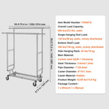 Heavy Duty Clothes Rack, Double Hanging Rod Clothing Garment Rack for Hanging Clothes, Adjustable Height and Extendable Length Clothing Rack with Bottom Storage Area, 272 KG Load Capacity