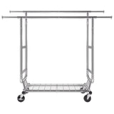 Heavy Duty Clothes Rack, Double Hanging Rod Clothing Garment Rack for Hanging Clothes, Adjustable Height and Extendable Length Clothing Rack with Bottom Storage Area, 272 KG Load Capacity
