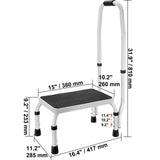 Step Stool 1-Step 150KG Capacity, 3 Adjustable Height with Handle Steel Step Ladder, Portable Toddler Step Stools for Adults, Non-Slip Sturdy Step Ladders for Office, RVs, Pets