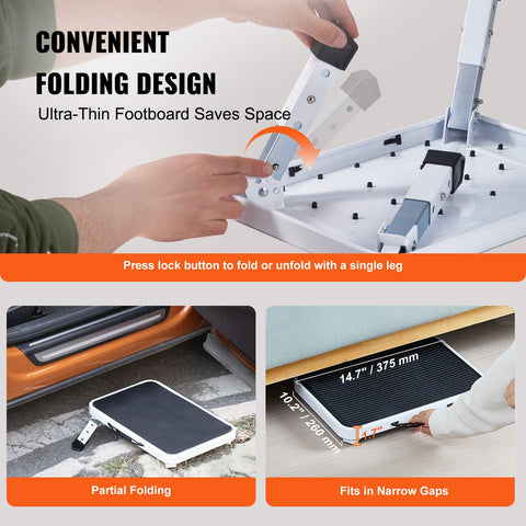 Step Stool 1-Step 150KG Capacity, Folding Steel Step Ladder 3 Adjustable Height, Portable Toddler Step Stools for Adults, Non-Slip Sturdy Step Ladders for Office, RVs, Pets, Bathrooms,Bedrooms