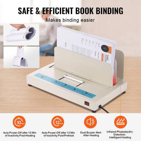 Thermal Binding Machine, 500 Sheets Capacity Book Binding Machine, Thermal Book Binder 50mm Binding Thickness A3(Short Edge)/A4/A5 Document, with Infrared Optical Detection
