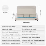 Thermal Binding Machine, 500 Sheets Capacity Book Binding Machine, Thermal Book Binder 50mm Binding Thickness A3(Short Edge)/A4/A5 Document, with Infrared Optical Detection