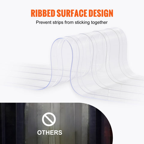 Strip Curtain, 3048 cm L x 30.5 cm W x 3 mm Thickness, Clear Ribbed PVC Curtain Strip Door Bulk Roll, Plastic Door Strips for Doorway of Supermarket, Garage, Warehouse, Barn, Pet Animal House