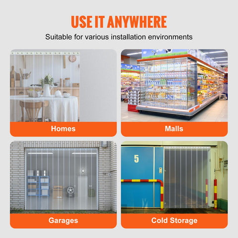 Strip Curtain, 3048 cm L x 30.5 cm W x 3 mm Thickness, Clear Ribbed PVC Curtain Strip Door Bulk Roll, Plastic Door Strips for Doorway of Supermarket, Garage, Warehouse, Barn, Pet Animal House