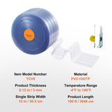 Strip Curtain, 3048 cm L x 30.5 cm W x 3 mm Thickness, Clear Ribbed PVC Curtain Strip Door Bulk Roll, Plastic Door Strips for Doorway of Supermarket, Garage, Warehouse, Barn, Pet Animal House