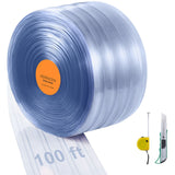 Strip Curtain, 3048 cm L x 30.5 cm W x 3 mm Thickness, Clear Ribbed PVC Curtain Strip Door Bulk Roll, Plastic Door Strips for Doorway of Supermarket, Garage, Warehouse, Barn, Pet Animal House