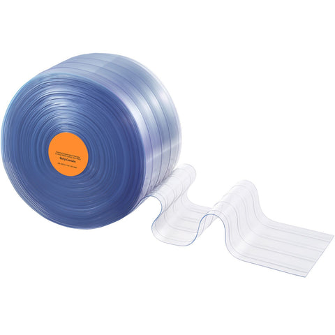 Strip Curtain, 3048 cm L x 30.5 cm W x 3 mm Thickness, Clear Ribbed PVC Curtain Strip Door Bulk Roll, Plastic Door Strips for Doorway of Supermarket, Garage, Warehouse, Barn, Pet Animal House
