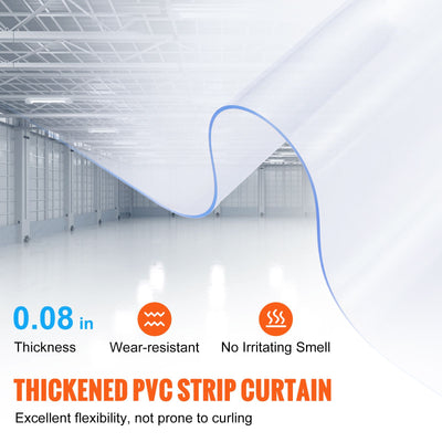 Strip Curtain, 2500 cm L x 20 cm W x 2 mm Thickness, Clear PVC Smooth Curtain Strip Door Bulk Roll, Plastic Door Strips for Doorways of Supermarket, Garage, Warehouse, Barn, Pet Animal House