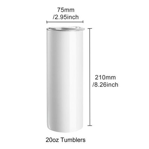 24 Pack Straight Sublimation Tumblers, 20 oz Blank Tumbler Bulk, Stainless Steel Double Wall Tumbler Cups with Straw, Lid, Brush, Base, Shrink Wrap, Gift Box, for Heat Press and Heat Transfer