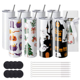 8 Pack Straight Sublimation Tumblers, 30 oz Blank Tumbler Bulk, Stainless Steel Double Wall Tumbler Cups with Straw, Lid, Brush, Base, Shrink Wrap, Gift Box, for Heat Press and Heat Transfer