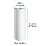 8 Pack Straight Sublimation Tumblers, 30 oz Blank Tumbler Bulk, Stainless Steel Double Wall Tumbler Cups with Straw, Lid, Brush, Base, Shrink Wrap, Gift Box, for Heat Press and Heat Transfer