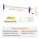 Hand Crank Tarp Roller Kit, 1.6-2.6 m Wide, Aluminum Alloy, Manual Cab Level Dump Truck Tarp Roller with 17.8 cm Sponge-Wrapped Handle, Perfect for Dump Trucks, Trailers, Trash Haulers (No Tarp)