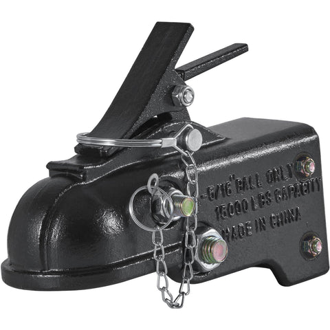 Adjustable Trailer Coupler, 2-5/16" Hitch Ball, 15000 lbs Capacity, Heavy Duty Cast Channel-Mount Coupler with Hardware Kit, Ideal for Towing Station Wagons, Pickup Trucks, SUVs, Black Coating