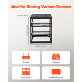 12U Open Frame Network Rack, 585 mm Depth, Wall Mounted or Floor Standing Server Rack, Heavy Duty 4 Post, with Vented Shelves & Mounting Hardware, Holds All Your Networking IT Equipment AV Gear