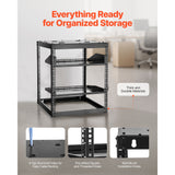 12U Open Frame Network Rack, 585 mm Depth, Wall Mounted or Floor Standing Server Rack, Heavy Duty 4 Post, with Vented Shelves & Mounting Hardware, Holds All Your Networking IT Equipment AV Gear