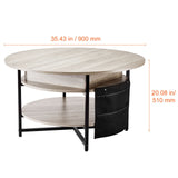 Lift Top Coffee Table 35.3" Round Coffee Table for Living Room White