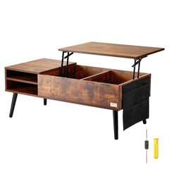 VEVOR Lift Top Coffee Table 39.4 in Rectangle Coffee Table for Living Room Brown