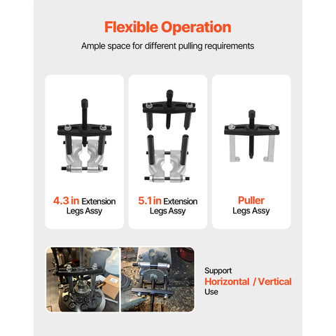 Bearing Puller Kit, 14-Piece 5 Ton Capacity Bearing Separator, Pinion Wheel Bearing Removal Kit with 50 mm and 70 mm Jaws, Bearing Puller Set, Heavy Duty Bearing Splitter Tool Kit with Case